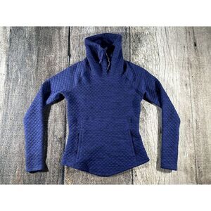 Marmot Womens Annie Quilted Funnel Neck Pullover Sweatshirt Blue Size XS